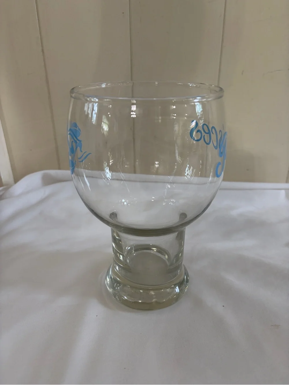Pisces Zodiac Glass Goblet Blue Fish Astrology Pedestal Beer Water Cup - 24 oz